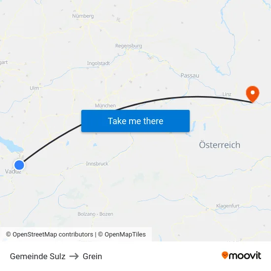 Gemeinde Sulz to Grein map
