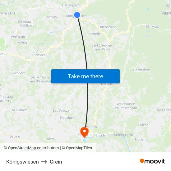 Königswiesen to Grein map