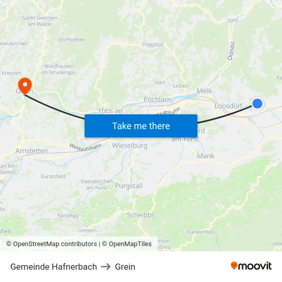 Gemeinde Hafnerbach to Grein map