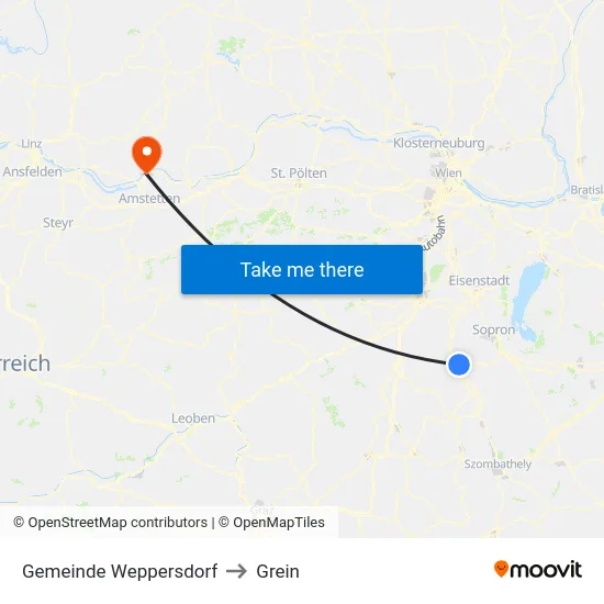 Gemeinde Weppersdorf to Grein map