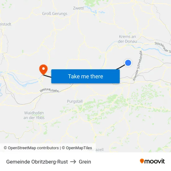 Gemeinde Obritzberg-Rust to Grein map