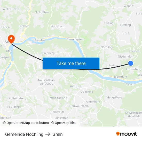 Gemeinde Nöchling to Grein map