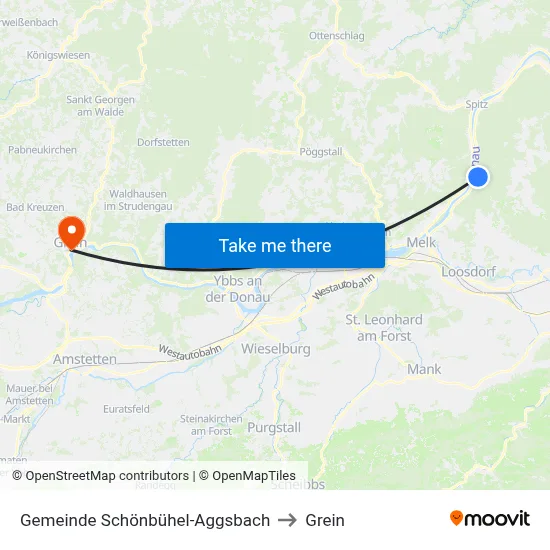 Gemeinde Schönbühel-Aggsbach to Grein map