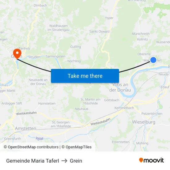 Gemeinde Maria Taferl to Grein map