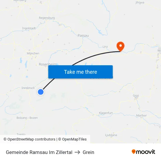 Gemeinde Ramsau Im Zillertal to Grein map