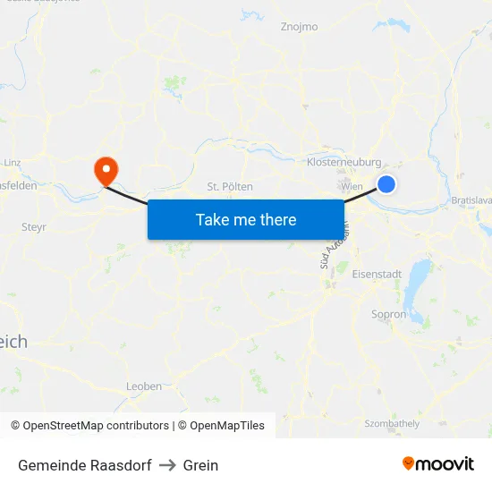 Gemeinde Raasdorf to Grein map