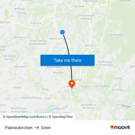 Pabneukirchen to Grein map