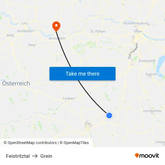 Feistritztal to Grein map