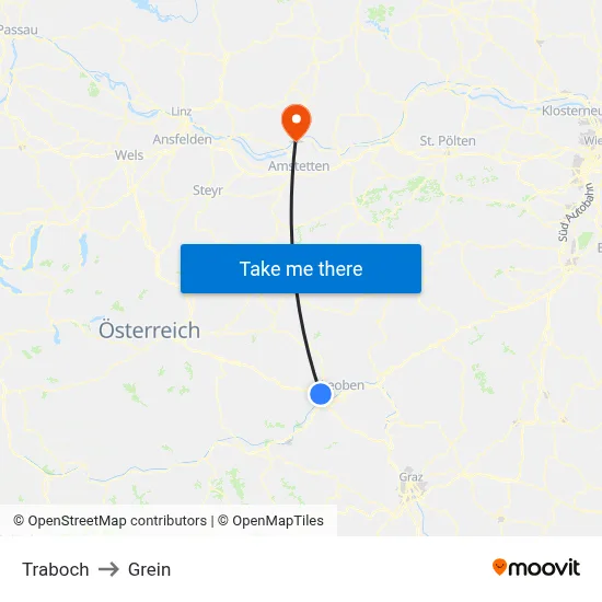 Traboch to Grein map