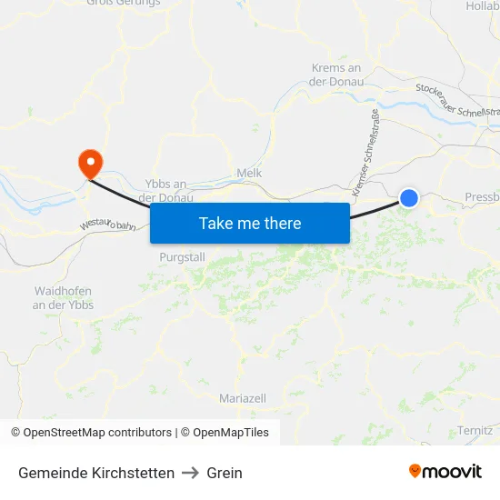 Gemeinde Kirchstetten to Grein map