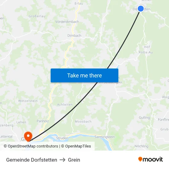 Gemeinde Dorfstetten to Grein map
