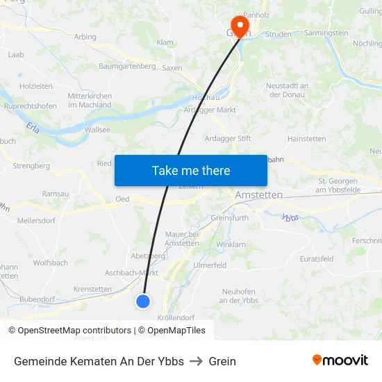 Gemeinde Kematen An Der Ybbs to Grein map