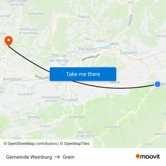 Gemeinde Weinburg to Grein map