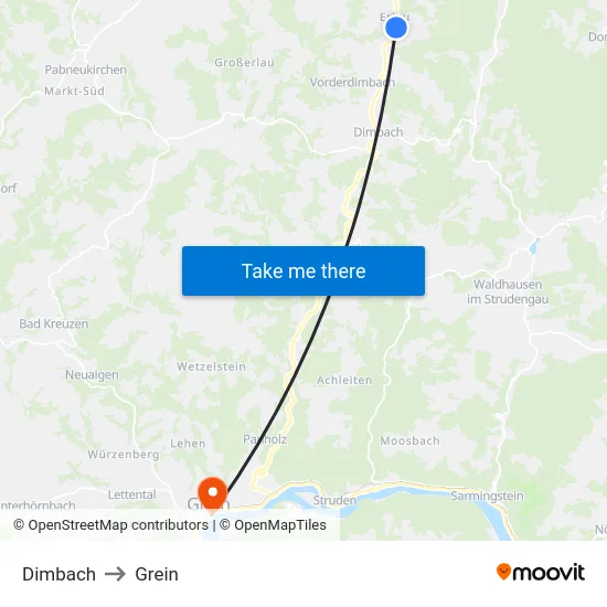 Dimbach to Grein map