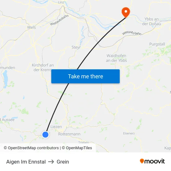 Aigen Im Ennstal to Grein map