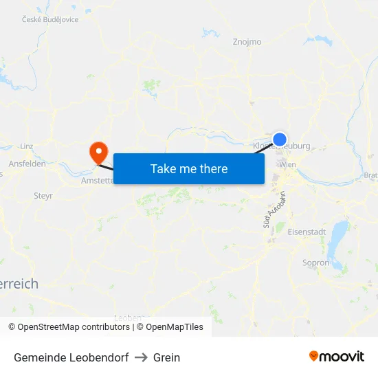 Gemeinde Leobendorf to Grein map