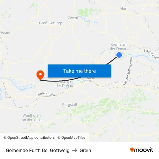 Gemeinde Furth Bei Göttweig to Grein map