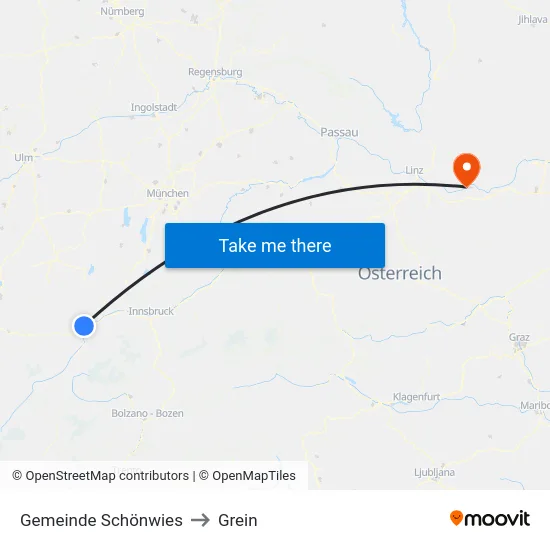 Gemeinde Schönwies to Grein map
