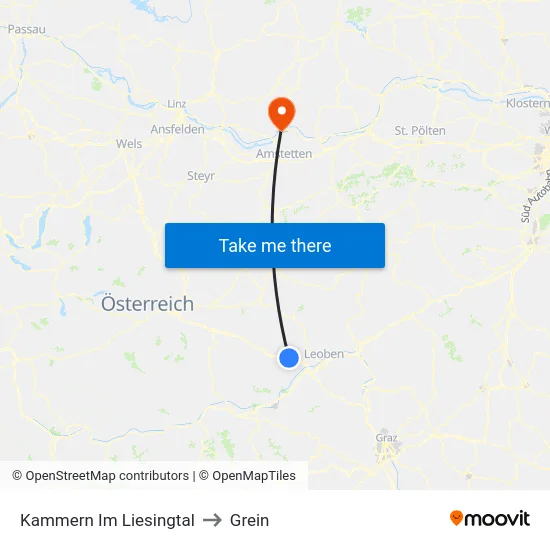 Kammern Im Liesingtal to Grein map