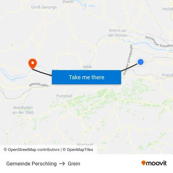Gemeinde Perschling to Grein map