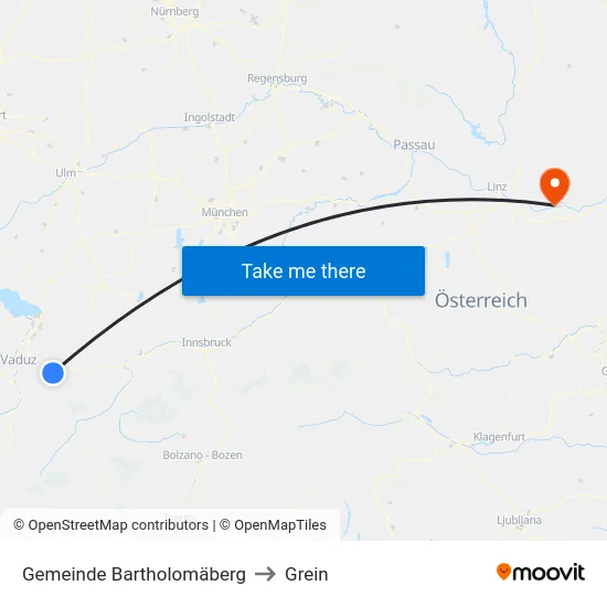 Gemeinde Bartholomäberg to Grein map