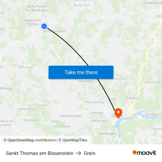 Sankt Thomas am Blasenstein to Grein map