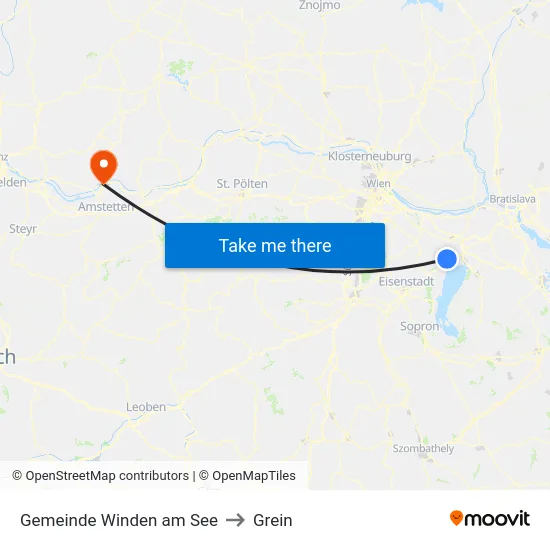 Gemeinde Winden am See to Grein map
