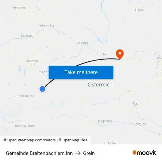 Gemeinde Breitenbach am Inn to Grein map