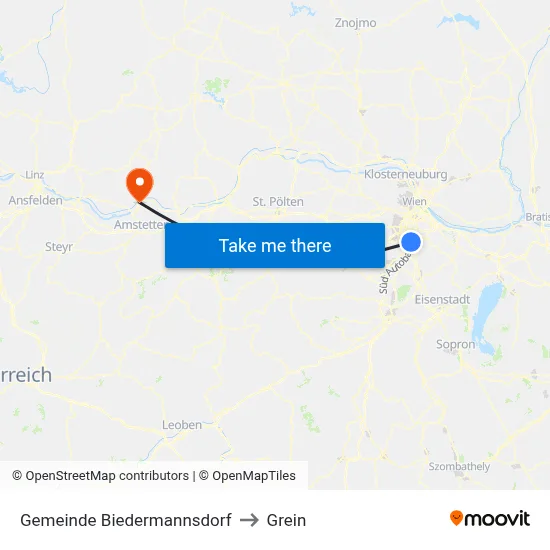 Gemeinde Biedermannsdorf to Grein map