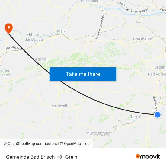 Gemeinde Bad Erlach to Grein map