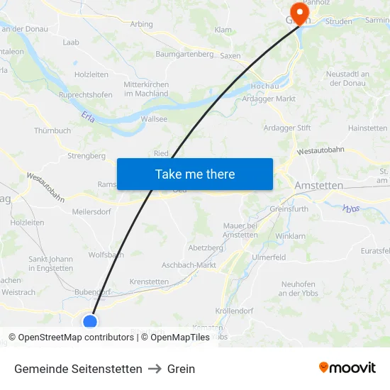 Gemeinde Seitenstetten to Grein map