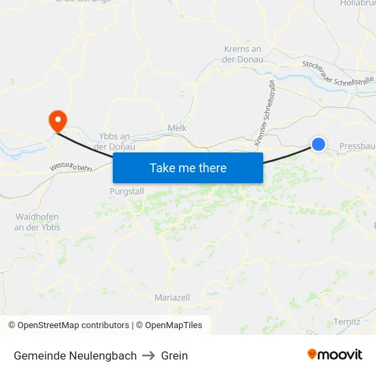Gemeinde Neulengbach to Grein map