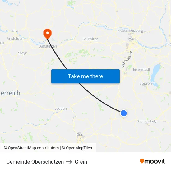 Gemeinde Oberschützen to Grein map
