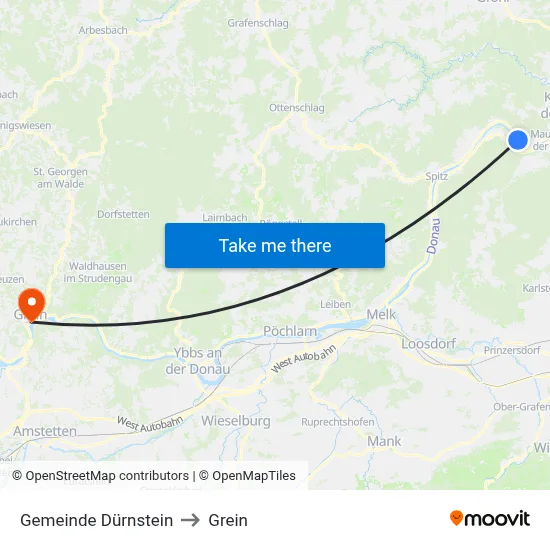 Gemeinde Dürnstein to Grein map