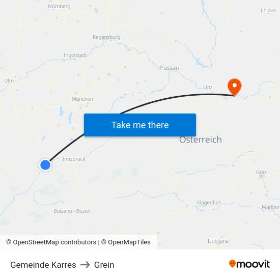 Gemeinde Karres to Grein map