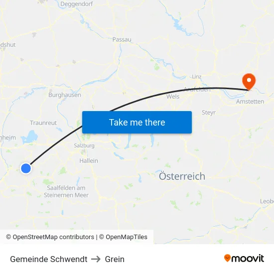 Gemeinde Schwendt to Grein map