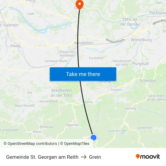 Gemeinde St. Georgen am Reith to Grein map