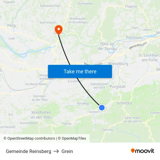 Gemeinde Reinsberg to Grein map