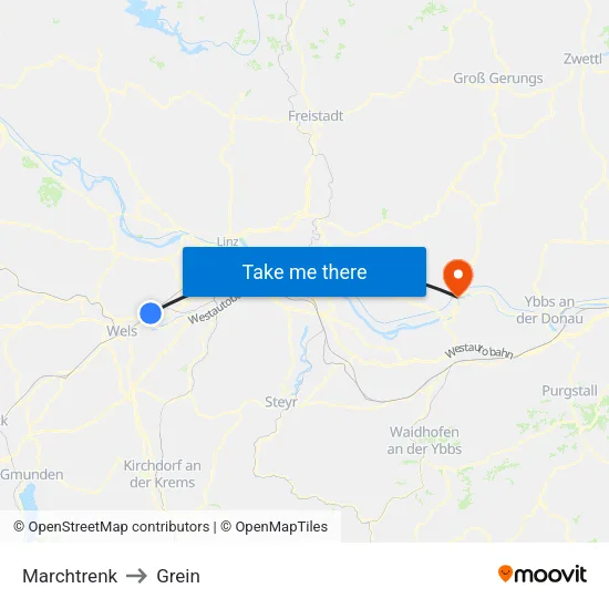 Marchtrenk to Grein map