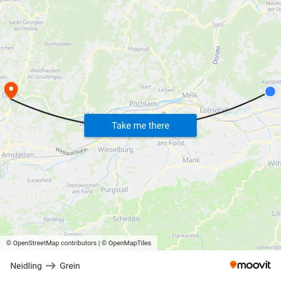 Neidling to Grein map