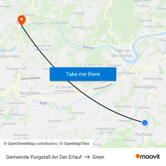 Gemeinde Purgstall An Der Erlauf to Grein map