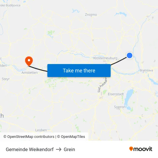 Gemeinde Weikendorf to Grein map