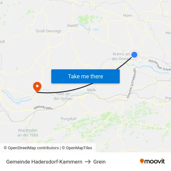 Gemeinde Hadersdorf-Kammern to Grein map