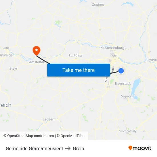 Gemeinde Gramatneusiedl to Grein map