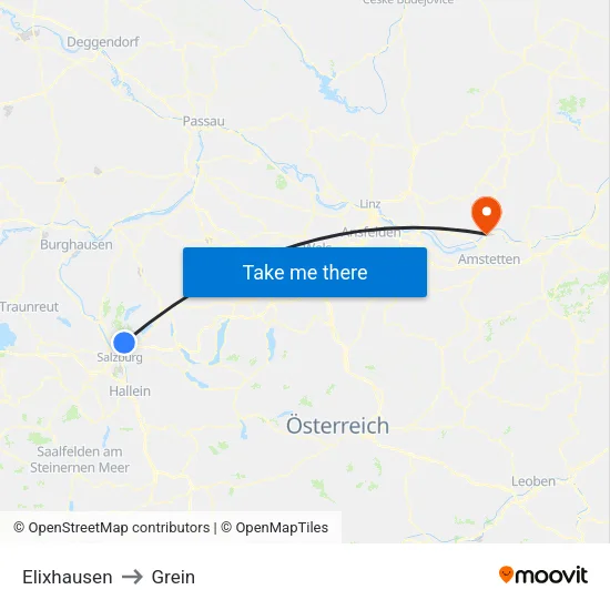 Elixhausen to Grein map