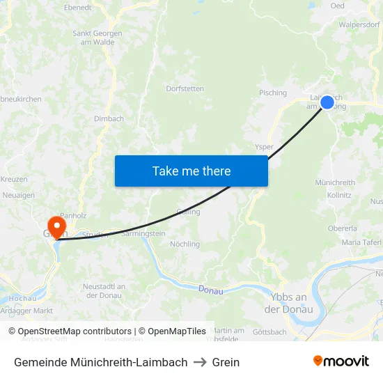 Gemeinde Münichreith-Laimbach to Grein map