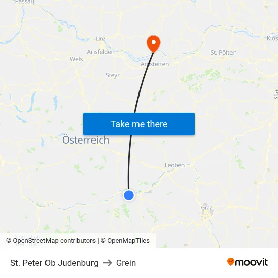 St. Peter Ob Judenburg to Grein map