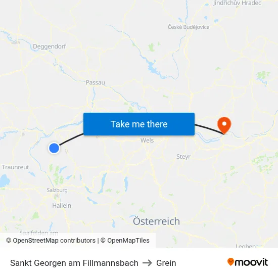 Sankt Georgen am Fillmannsbach to Grein map
