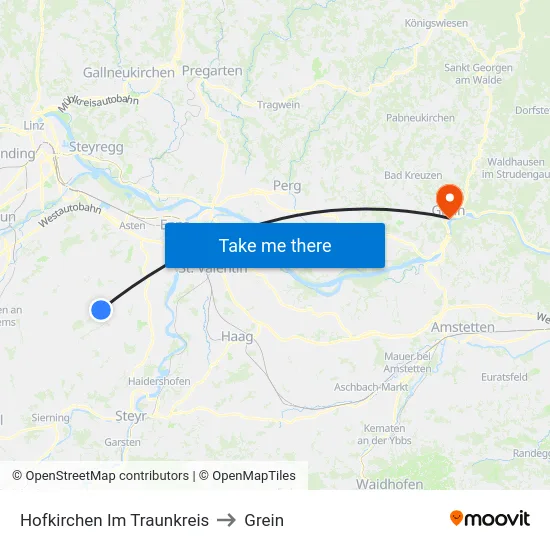 Hofkirchen Im Traunkreis to Grein map