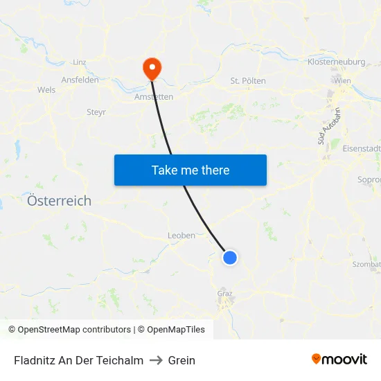 Fladnitz An Der Teichalm to Grein map